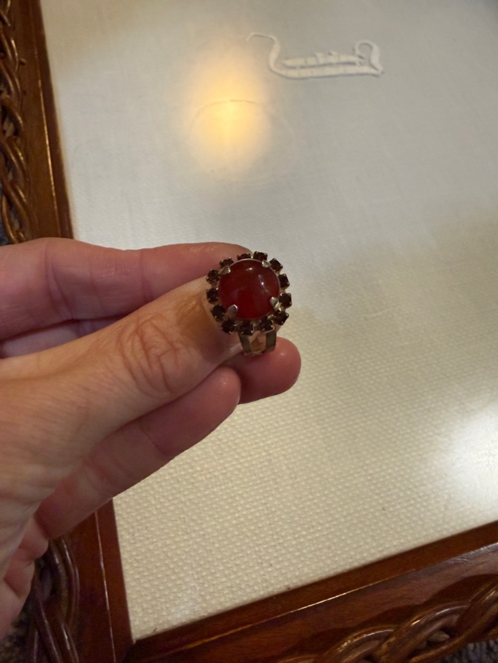 Mariana Ring – Red Stone Statement Ring – Vintage Style Gold Tone